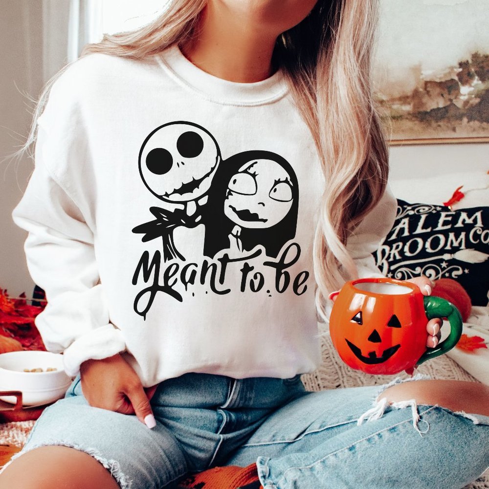 Nightmare Before Christmas Sweatshirt Meant To Be, Halloween Sweatshirt
